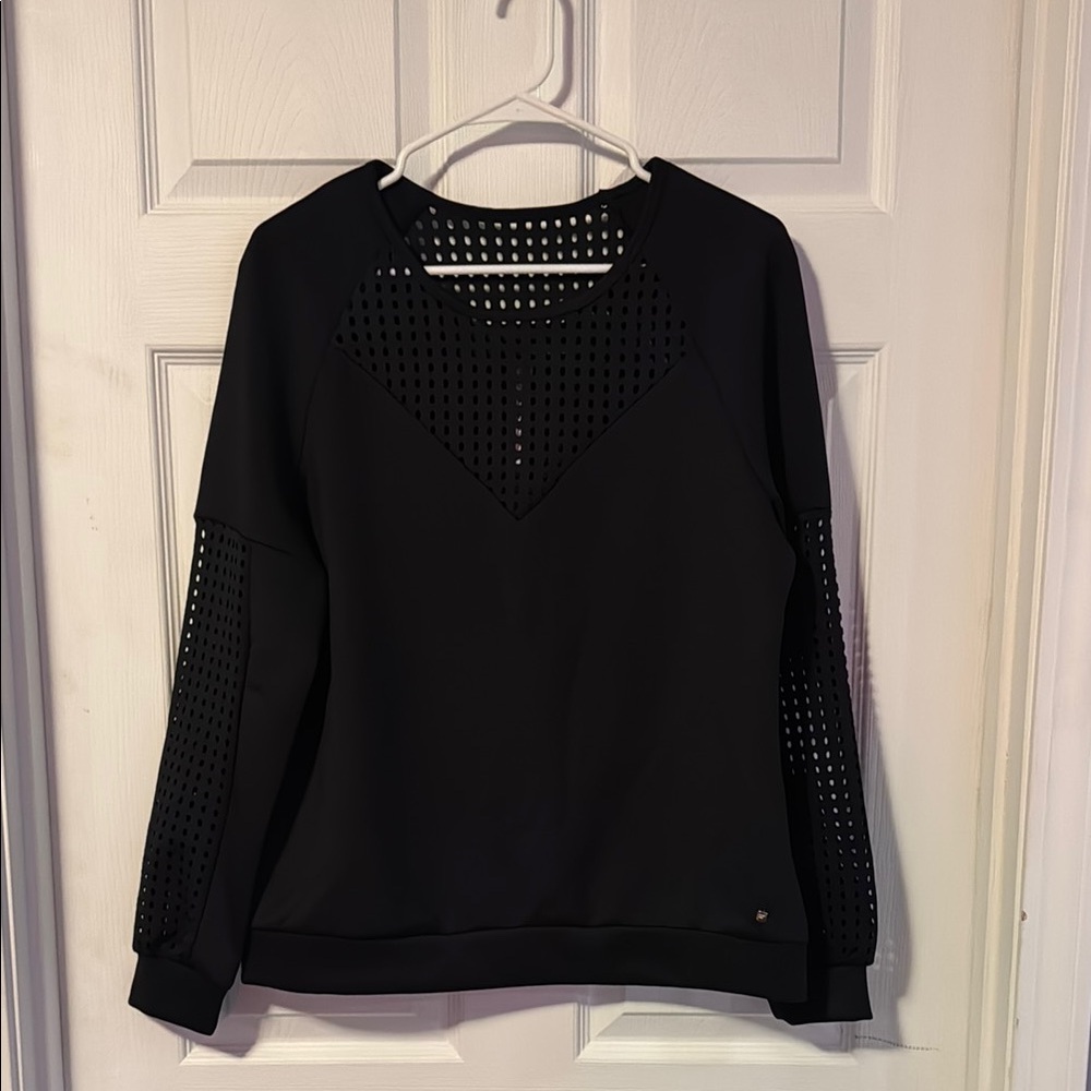 Fabletics Black Crew Neck Top Essential Knit